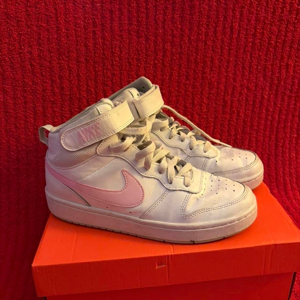 Nike White and Pink High-Top Sneakers